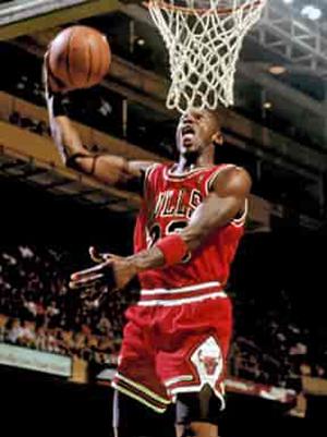 Michael Jordan dunk en basketball